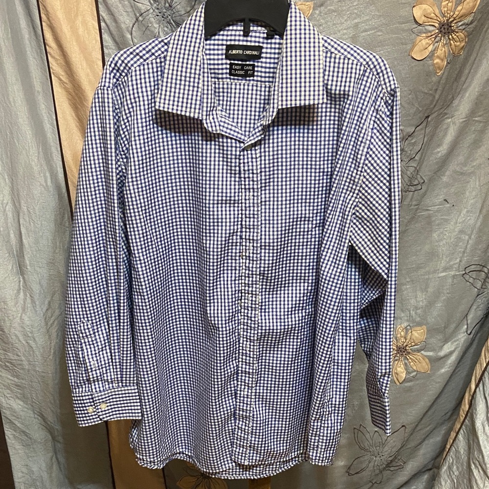 Alberto cardinali Men's Casual Checkered Shirt - Blue